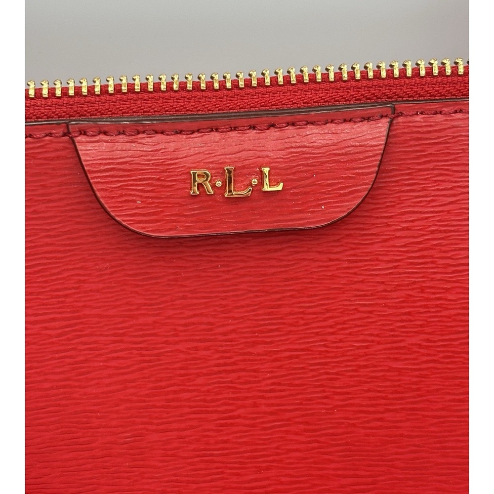 Ralph Lauren Tate Dome Satchel Red Leather Bag Gold Accents No Shoulder Strap - Picture 4 of 16